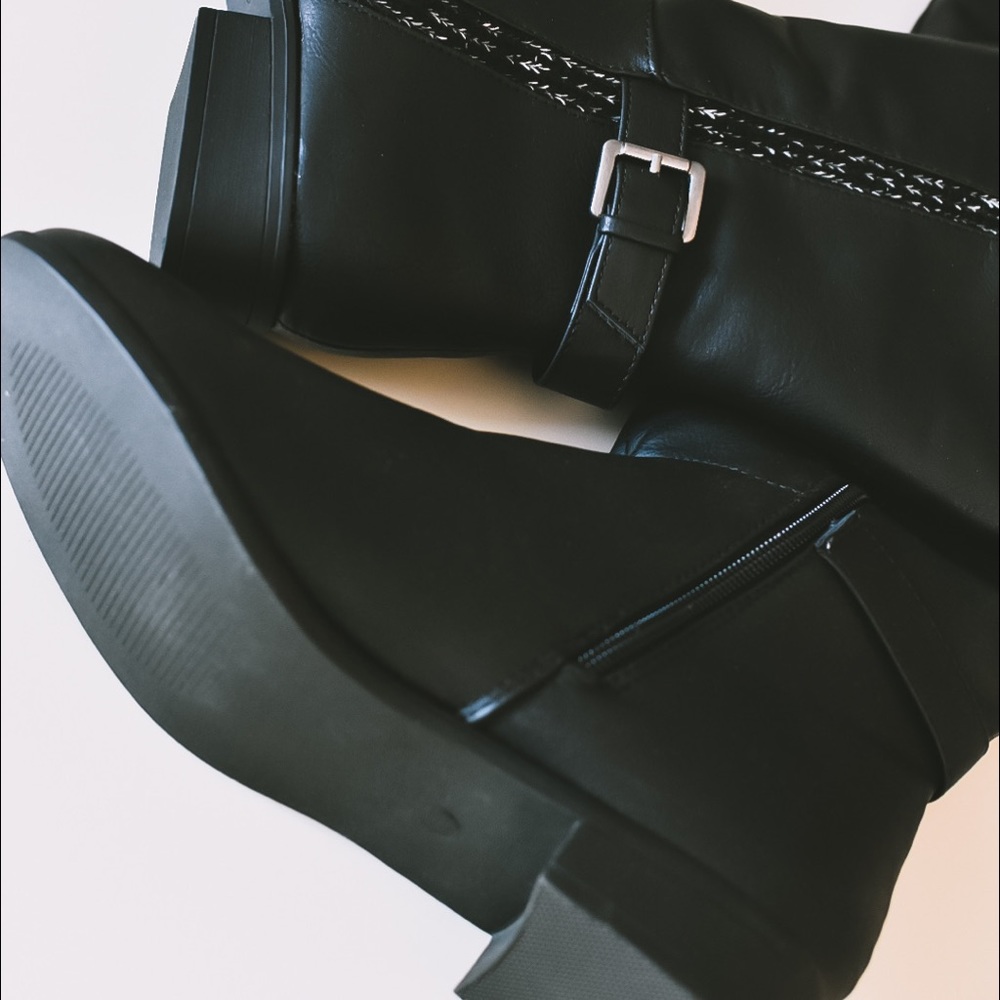 JustFab Faux Leather Sweater-Cuff Boots